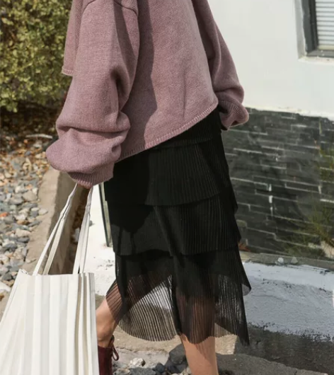 mylittlebanana黑色层层蛋糕裙...