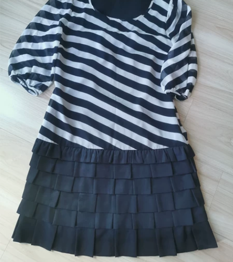 雪纺中袖蛋糕裙，虽是雪纺轻薄面料，但衣服上...