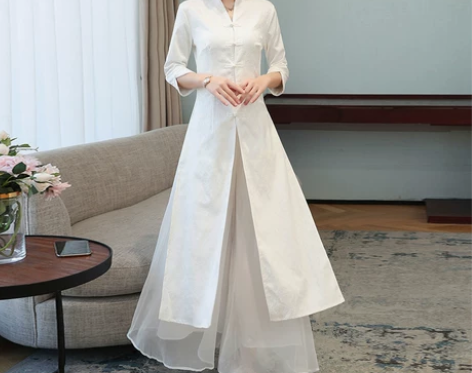 中国风两件套提花连衣裙文艺复古刺绣中式盘扣...