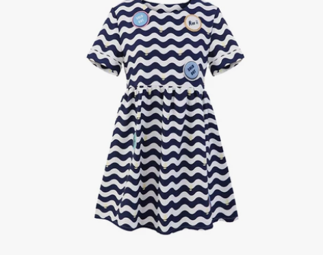 毛菇小象 2016夏季新款短袖条纹连衣裙女...