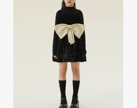 LOVESASAKIDS蝴蝶结可拆卸亮片丝...