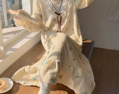 【年货价】睡裙秋冬季女款可爱甜美法兰绒韩版...