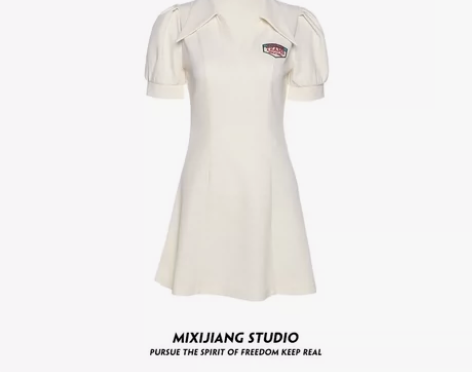 美式辣妹bi备学院风纯欲风短裙polo领收...