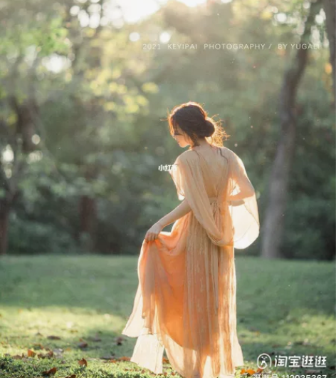 理想三旬 希腊油画风写真长裙【出租】 L码...