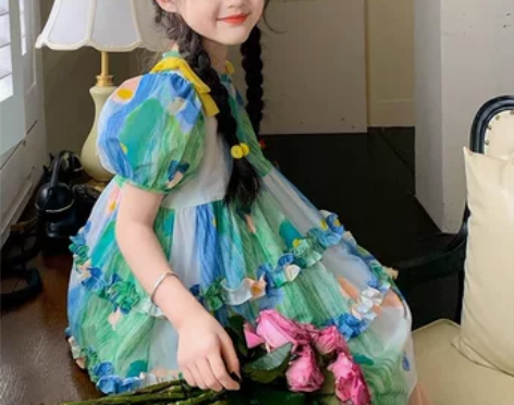 中大童田园风儿童连衣裙！迪士尼代工厂出货！...