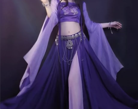 出租 性感异域舞姬古风飘逸露脐开衩双层大摆...