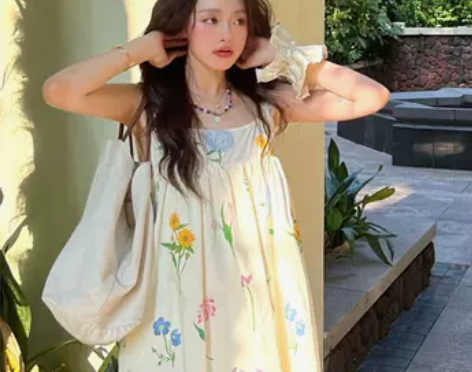 海边度假碎花裙女春季款沙滩旅游高级感甜美复...