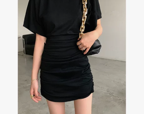 特价收腰裙子性感包连衣裙短袖辣妹褶皱202...