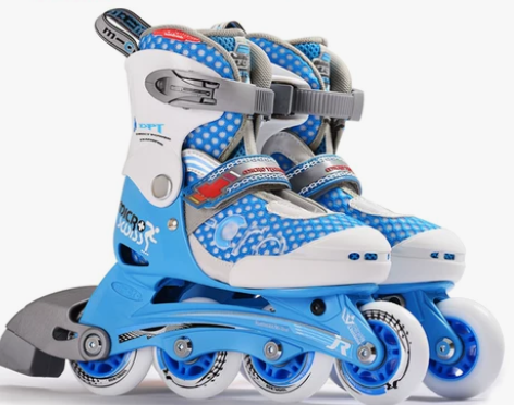 新款米高溜冰鞋儿童全套装 轮滑鞋可调直排轮...