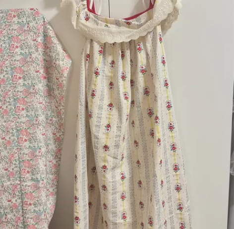 【  纯棉手作吊带连衣裙一字肩】 1）裙子...