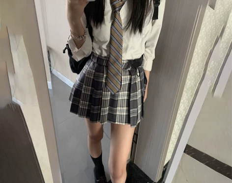 工装百褶裙工装藏冬/原创校供感灰色JK制服...