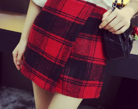 [转卖]秋冬新款韩版OL中裙格子毛呢短裙A...
