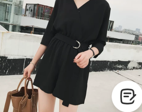 A7SEVEN 夏季韩版V领黑色收腰连体裤...