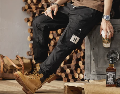 夏季男士休闲裤工装多口袋工作裤束脚弹力长裤...