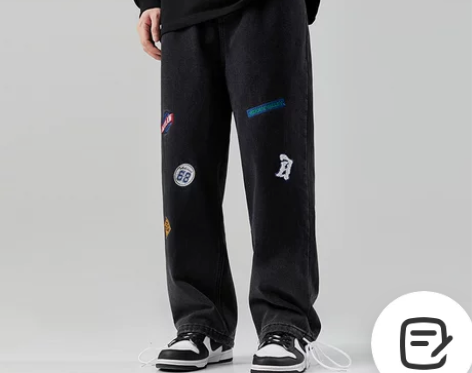 美式高街设计感阔腿长裤男ins潮牌小众ov...