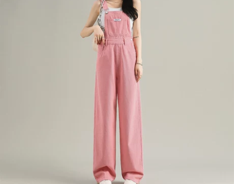 PVJ牛仔背带裤女2022秋季小个子网红设...