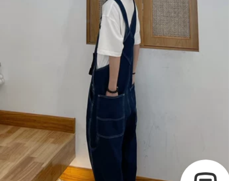 一只小杨 美式复古牛仔裤背带裤春秋休闲工装...