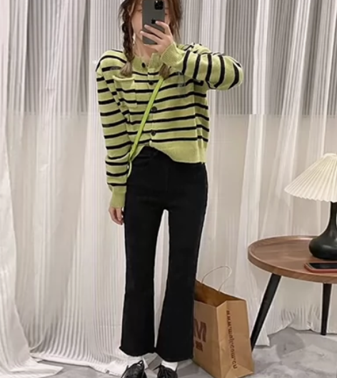 微喇牛仔裤女2023春夏高腰显瘦复古直筒小...