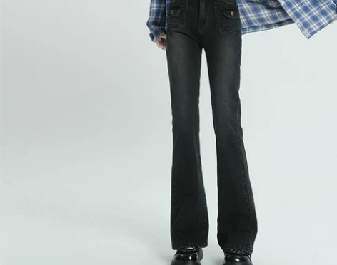 【狂欢价】VMZM灰色高腰显瘦喇叭裤202...