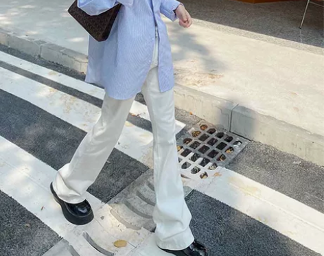 白色加长高个子170喇叭牛仔裤女春秋高腰修...