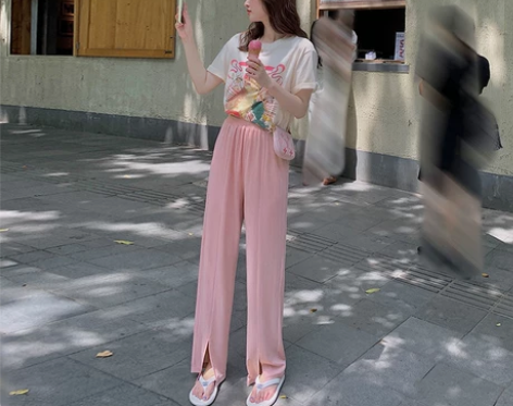 大花媛【长腿姐姐】休闲裤阔腿裤女夏季高腰薄...