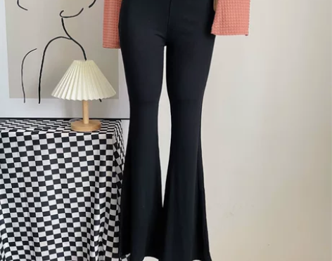 封神马蹄裤高腰弹力黑色微喇叭裤直筒马蹄裤修...