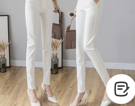 2020春夏新款修身显瘦高腰白色铅笔裤长裤...