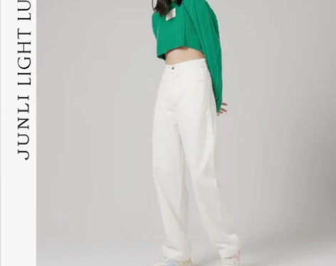 【狂欢价】白色直筒牛仔裤女2021夏季新款...