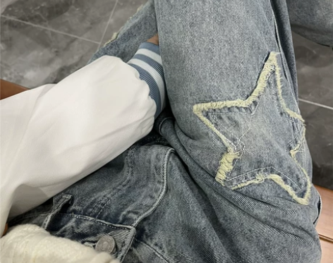 【出】阔腿牛仔裤女2023新款今年流行爆款...