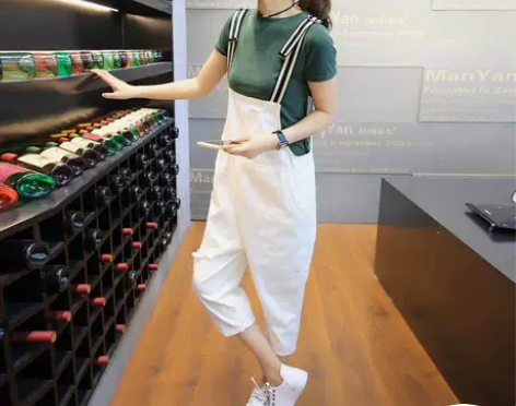 牛仔背带裤女夏2018新款韩版学生宽松显瘦...