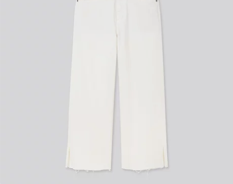 【年货价】优衣库 女装 高腰宽腿牛仔七分裤...