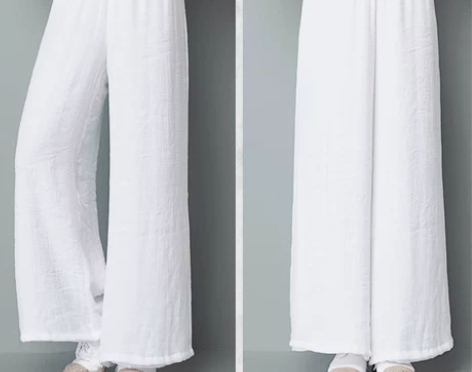 复古民族风女装唐装棉麻阔腿裤女裤子宽松直筒...