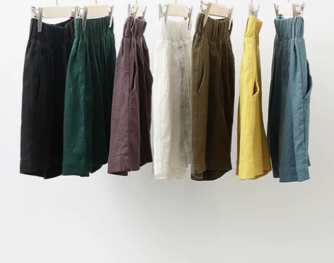 新款棉麻短裤女夏季松紧腰阔腿裤宽松百搭亚麻...