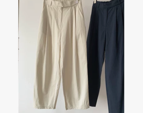 灯笼棉麻西装阔腿裤女夏季薄款高腰显瘦直筒休...