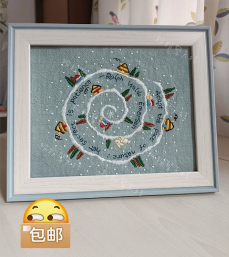 冬日 主题刺绣装饰画 纯手工成品，家居摆件...