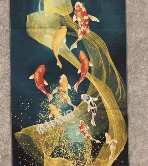 九鱼图刺绣织锦画店铺里没地方放了，全新，高...