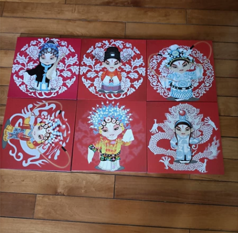 京剧无框画,每幅3OX30cm 每个4元...