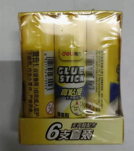 得力高粘度无甲醛配方六只套装胶棒 全新未拆...