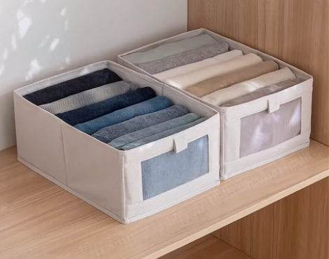 收纳箱盒加厚棉麻布艺可视柜抽屉式可折叠衣服...