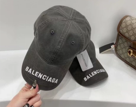 巴黎世做旧灰色鸭舌帽棒球帽刺绣男女同款太阳...