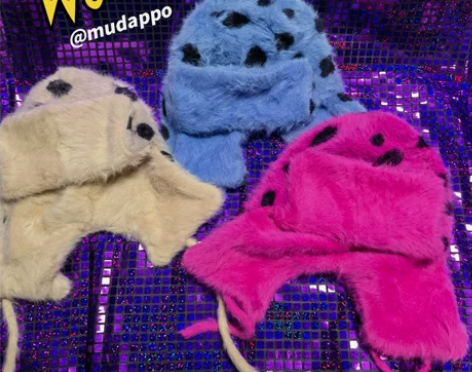 出俄罗斯厚实y2k秋冬可爱波点兔毛绒针织护...