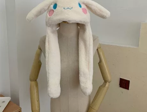 现货！全新捏一捏会动的耳朵可爱毛绒帽子网红...