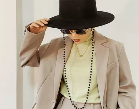 东大门新款珍珠链条平顶羊毛呢帽子女秋冬巴拿...