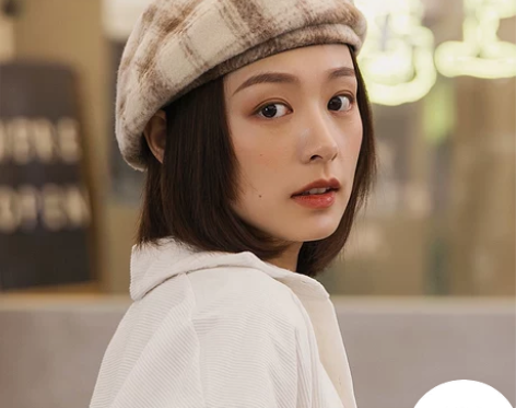冬季格纹贝雷帽女秋冬韩版百搭绒面蓓蕾帽复古...