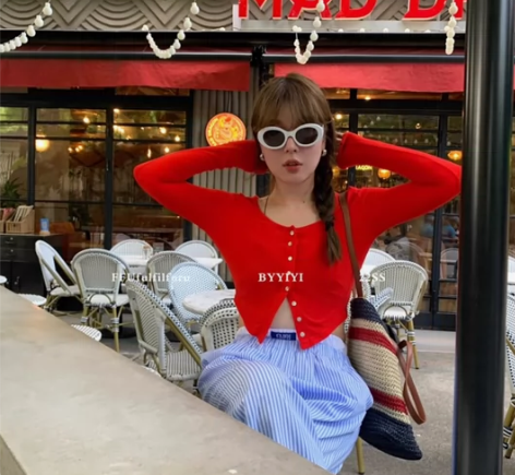 FFU 防晒开衫上衣女修身短款小众外穿外搭...