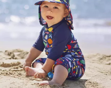 英国透气儿童防晒泳衣男女童宝宝连体婴儿游泳...