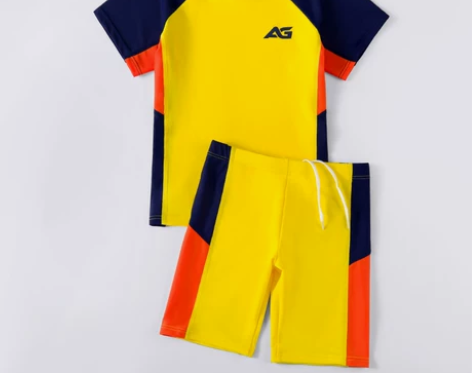 儿童泳衣男童夏季分体学生中大童青少年游泳衣...