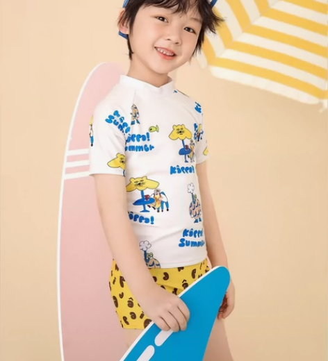 Kappa儿童泳衣男孩分体保暖速干宝宝泡温...