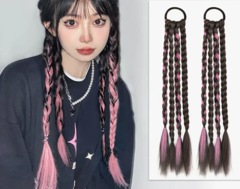 假发女高马尾辫甜酷女孩自然挑染麻花长辫拳击...