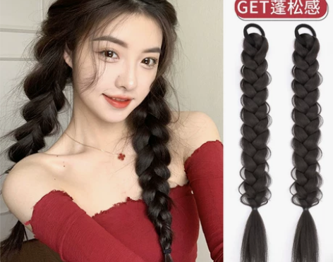 假发辫子女高马尾仿真式俏皮可爱拳击麻花长辫...